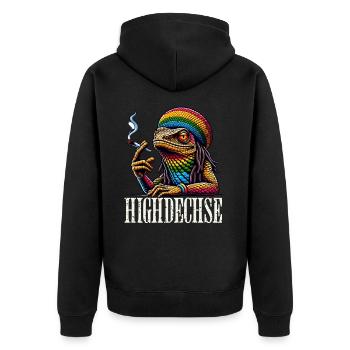 Haut lézard - Veste à capuche bio Premium Unisexe - noir - Dos - Nico (187cm)