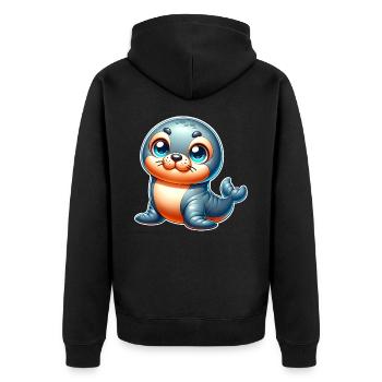 Seal seal - Unisex Premium Organic Zip Hoodie - black - Back - Nico (187cm)