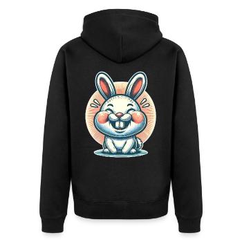 Rabbit Rabbit - Unisex Premium Organic Zip Hoodie - black - Back - Nico (187cm)