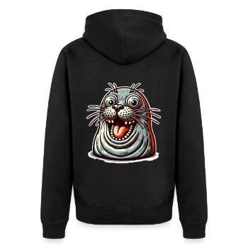 Robbe Seehund - Unisex Premium Bio Zip Hoodie - Schwarz - Hinten - Nico (187cm)