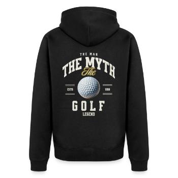 Golf - Unisex Premium Bio Zip Hoodie - Schwarz - Hinten - Nico (187cm)