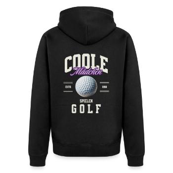 Golf Golferin - Unisex Premium Bio Zip Hoodie - Schwarz - Hinten - Nico (187cm)