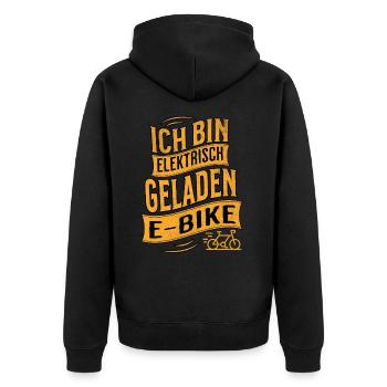 E-Bike E-Biker - Unisex Premium Bio Zip Hoodie - Schwarz - Hinten - Nico (187cm)