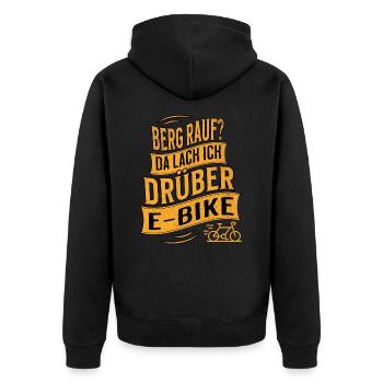 E-Bike E-Biker - Unisex Premium Bio Zip Hoodie - Schwarz - Hinten - Nico (187cm)