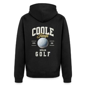 Golf - Unisex Premium Bio Zip Hoodie - Schwarz - Hinten - Nico (187cm)