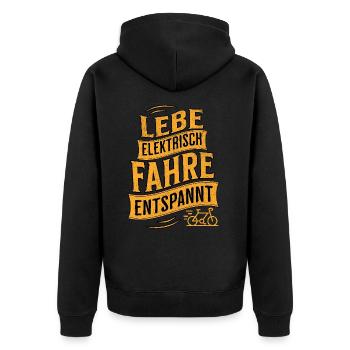 E-Bike E-Biker - Unisex Premium Bio Zip Hoodie - Schwarz - Hinten - Nico (187cm)