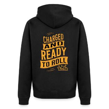 E-Bike E-Biker - Unisex Premium Organic Zip Hoodie - black - Back - Nico (187cm)