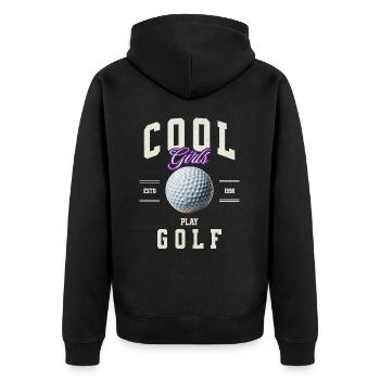 Golf Golferin - Unisex Premium Bio Zip Hoodie - Schwarz - Hinten - Nico (187cm)
