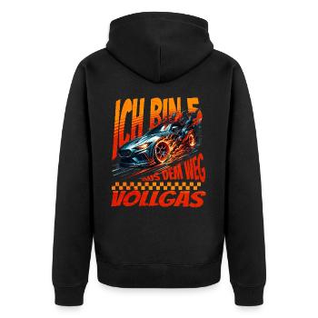Ich Bin 5 Aus Dem Weg. Kindergeburtstag Rennwagen - Unisex Premium Bio Zip Hoodie - Schwarz - Hinten - Nico (187cm)