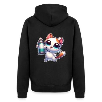 Cat Spray Can Graffiti - Unisex Premium Organic Zip Hoodie - black - Back - Nico (187cm)