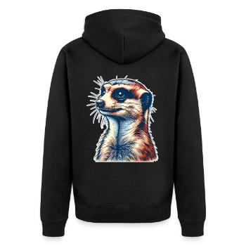 Meerkat - Unisex Premium Organic Zip Hoodie - black - Back - Nico (187cm)