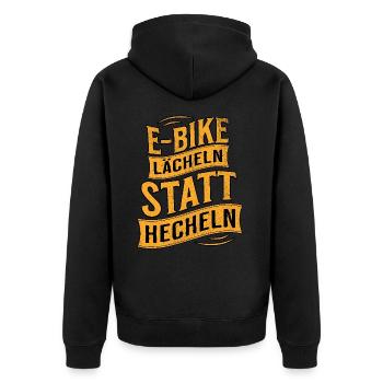 E-Bike E-Biker - Unisex Premium Bio Zip Hoodie - Schwarz - Hinten - Nico (187cm)