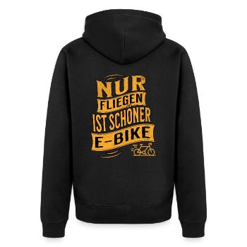 E-Bike E-Biker - Unisex Premium Bio Zip Hoodie - Schwarz - Hinten - Nico (187cm)