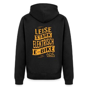 E-Bike E-Biker - Unisex Premium Bio Zip Hoodie - Schwarz - Hinten - Nico (187cm)