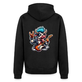 Kuh Rock and Roll Guitarist - Unisex Premium Organic Zip Hoodie - black - Back - Nico (187cm)