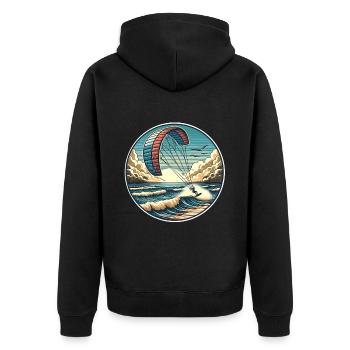 Kitesurfen Kitesurf Kitesurfer Kiteboard - Unisex Premium Bio Zip Hoodie - Schwarz - Hinten - Nico (187cm)