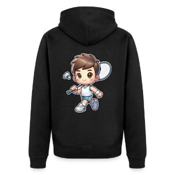 Badminton - Unisex Premium Organic Zip Hoodie - black - Back - Nico (187cm)