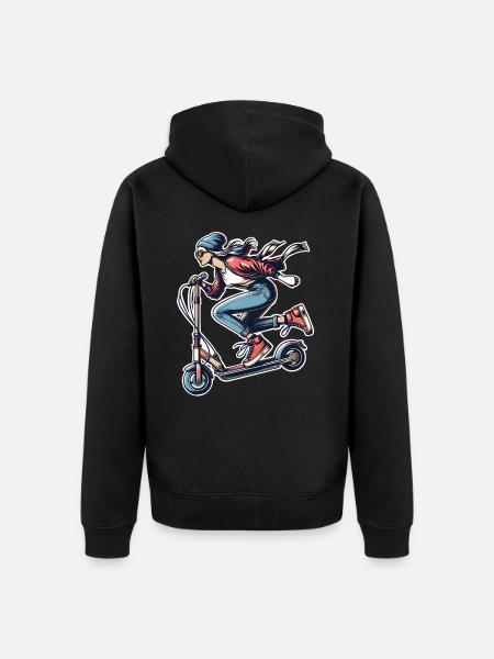 E-Scooter E-Roller Frau Scooter - Unisex Premium Bio Zip Hoodie - Schwarz