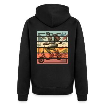 E-Scooter E-Roller Tretroller - Unisex Premium Bio Zip Hoodie - Schwarz - Hinten - Nico (187cm)