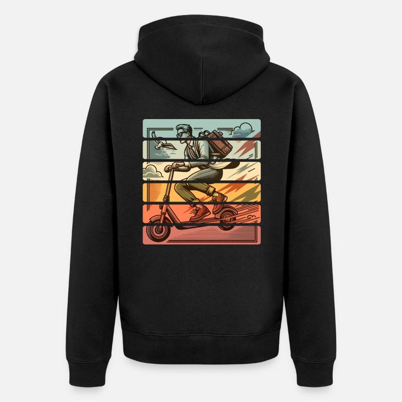 E-Scooter E-Roller Tretroller - Unisex Premium Bio Zip Hoodie - Schwarz