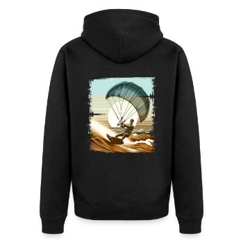 Kitesurfen Kitesurf Kitesurfer Kiteboard - Unisex Premium Bio Zip Hoodie - Schwarz - Hinten - Nico (187cm)