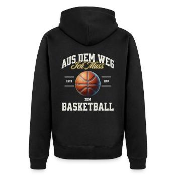 Basketball Basketballer - Unisex Premium Bio Zip Hoodie - Schwarz - Hinten - Nico (187cm)