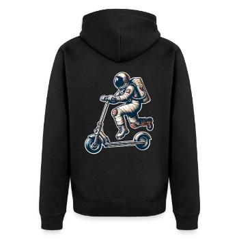 E-Scooter E-Roller Tretroller Astronaut - Unisex Premium Bio Zip Hoodie - Schwarz - Hinten - Nico (187cm)
