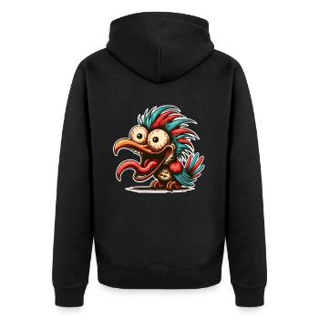 Verrückter Vogel - Unisex Premium Bio Zip Hoodie - Schwarz - Hinten - Nico (187cm)
