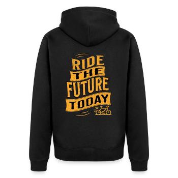 E-Bike E-Biker - Unisex Premium Organic Zip Hoodie - black - Back - Nico (187cm)