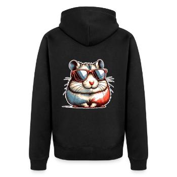Hamster - Unisex Premium Organic Zip Hoodie - black - Back - Nico (187cm)