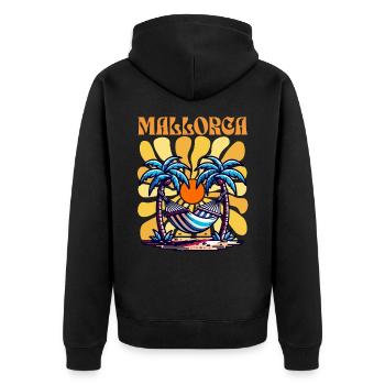 Mallorca - Unisex Premium Bio Zip Hoodie - Schwarz - Hinten - Nico (187cm)