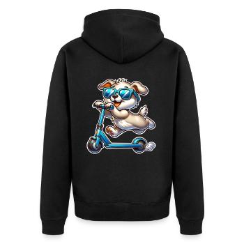 Tretroller E-Scooter E-Roller - Unisex Premium Bio Zip Hoodie - Schwarz - Hinten - Nico (187cm)