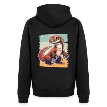Komodo Dragon - Unisex Premium Bio Zip Hoodie - Schwarz - Hinten - Nico (187cm)