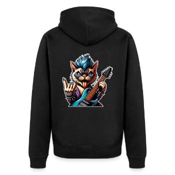 Cat Guitariste de Rock and Roll - Veste à capuche bio Premium Unisexe - noir - Dos - Nico (187cm)