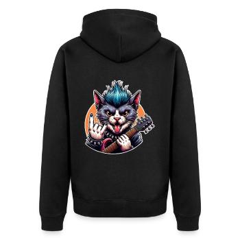 Cat Guitariste de Rock and Roll - Veste à capuche bio Premium Unisexe - noir - Dos - Nico (187cm)