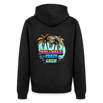 Mallorca Party Crew - Unisex Premium Bio Zip Hoodie - Schwarz - Hinten - Nico (187cm)