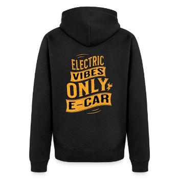 Electric car E-car Electromobility - Unisex Premium Organic Zip Hoodie - black - Back - Nico (187cm)