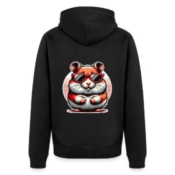 Hamster - Unisex Premium Bio Zip Hoodie - Schwarz - Hinten - Nico (187cm)