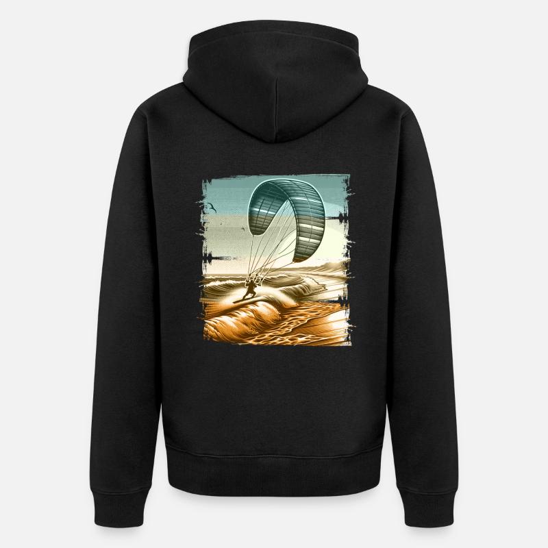 Kitesurfen Kitesurfer Kiteboard - Unisex Premium Bio Zip Hoodie - Schwarz