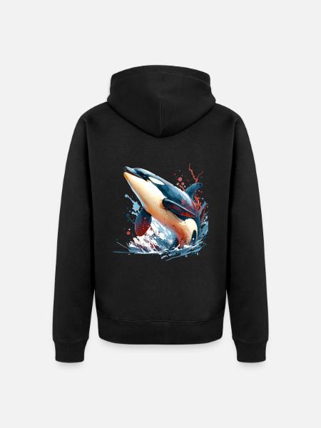 Orca Killer Whale - Unisex Premium Organic Zip Hoodie - black