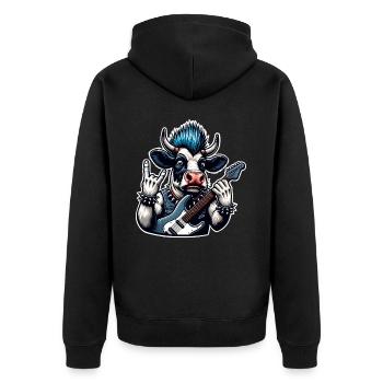 Kuh Rock and Roll Guitarist - Unisex Premium Organic Zip Hoodie - black - Back - Nico (187cm)