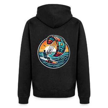 Kitesurfen Kitesurfer Kiteboard - Unisex Premium Bio Zip Hoodie - Schwarz - Hinten - Nico (187cm)