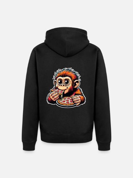 Neanderthal pizza - Unisex Premium Organic Zip Hoodie - black