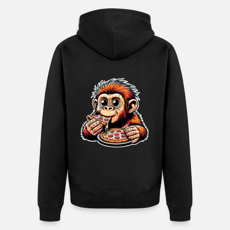 Neandertaler Pizza - Unisex Premium Bio Zip Hoodie - Schwarz