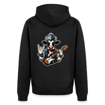 Kuh Rock and Roll Guitarist - Unisex Premium Organic Zip Hoodie - black - Back - Nico (187cm)
