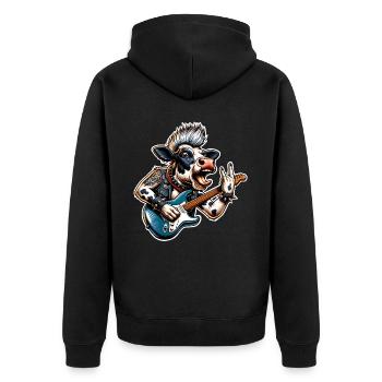 Kuh Rock and Roll Guitarist - Unisex Premium Organic Zip Hoodie - black - Back - Nico (187cm)