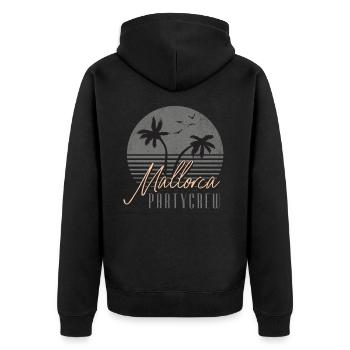 Mallorca Party Crew - Unisex Premium Bio Zip Hoodie - Schwarz - Hinten - Nico (187cm)