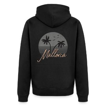Mallorca - Unisex Premium Bio Zip Hoodie - Schwarz - Hinten - Nico (187cm)