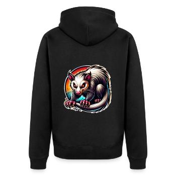 Opossum - Unisex Premium Bio Zip Hoodie - Schwarz - Hinten - Nico (187cm)