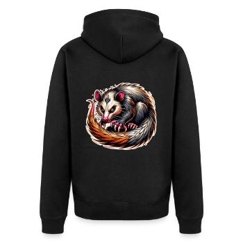 Opossum - Unisex Premium Bio Zip Hoodie - Schwarz - Hinten - Nico (187cm)